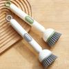 Household Refillable Rotating Pot Brush Dishwashing Pot Cleaning Brush Kitchen Refilling Pot Brush Long Handle Revolving Cleaning Brush