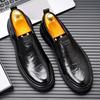 2024 Spring Autumn New Men's Leather Casual Shoes Simple Black Men's Low Top Loafers Interview Commuting Men's Work Shoes