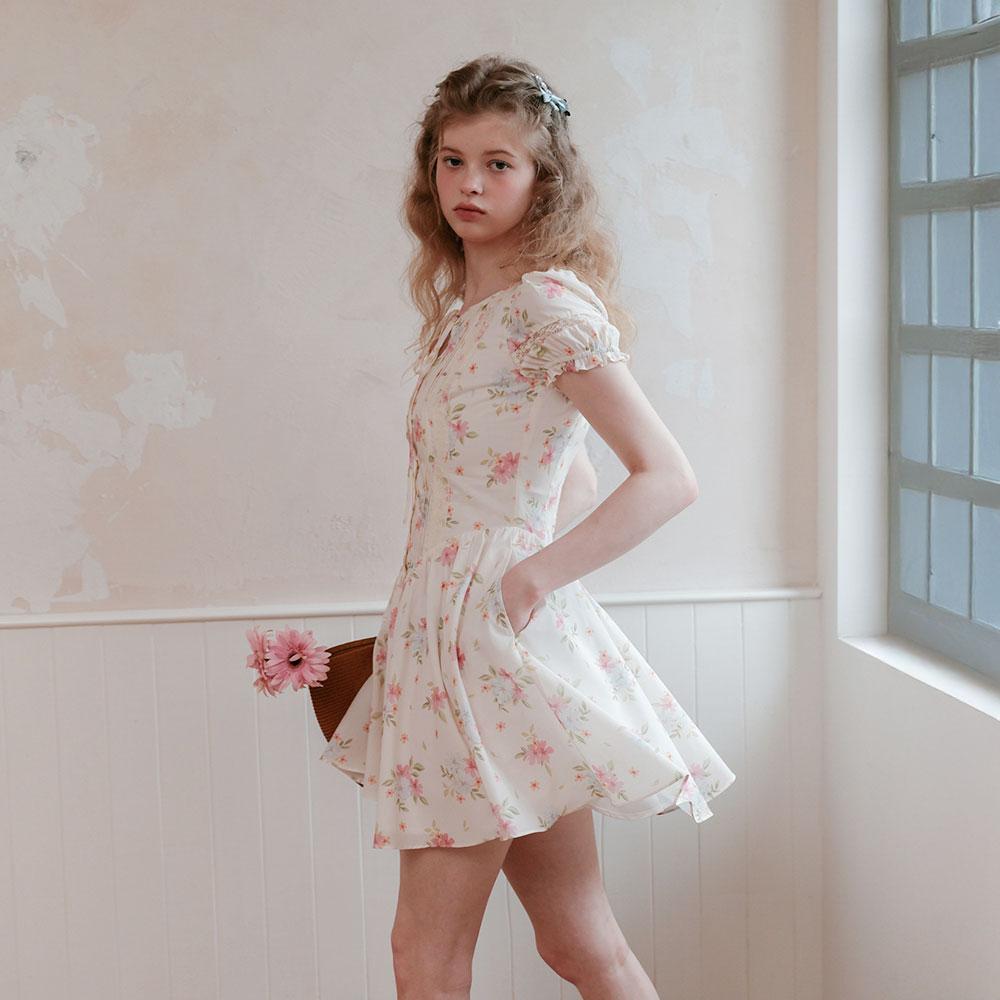 CEST MOIDEW Cest_Floral Heart Button Mini Dress