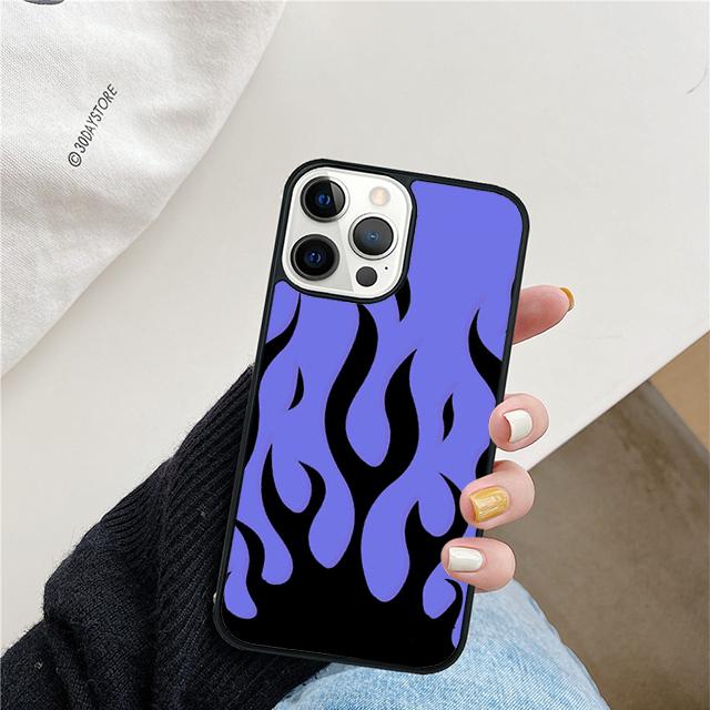 Flame Aesthetic Light Blue Fire Pink Phone Case For iPhone 17 Air 15 16 Cover  11 13 14 Pro Max 12 Plus Max XR