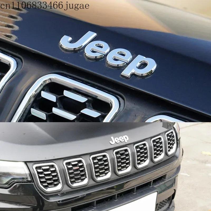 For Jeep Logo Badge Grand Badge Cherokee Wrangler Renegade Compass JK Patriot Car Front Hood Emblem Body Side Rear Trunk