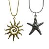 Retro Personality Stainless Steel Lava Metal Starfish Gold Color Sun Pendant Snake Bone Chain Necklace for Women Punk Jewelry