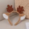 Plush Christmas Reindeer Antlers Hairband Brown Headband Universal Hair Hoop  Gift