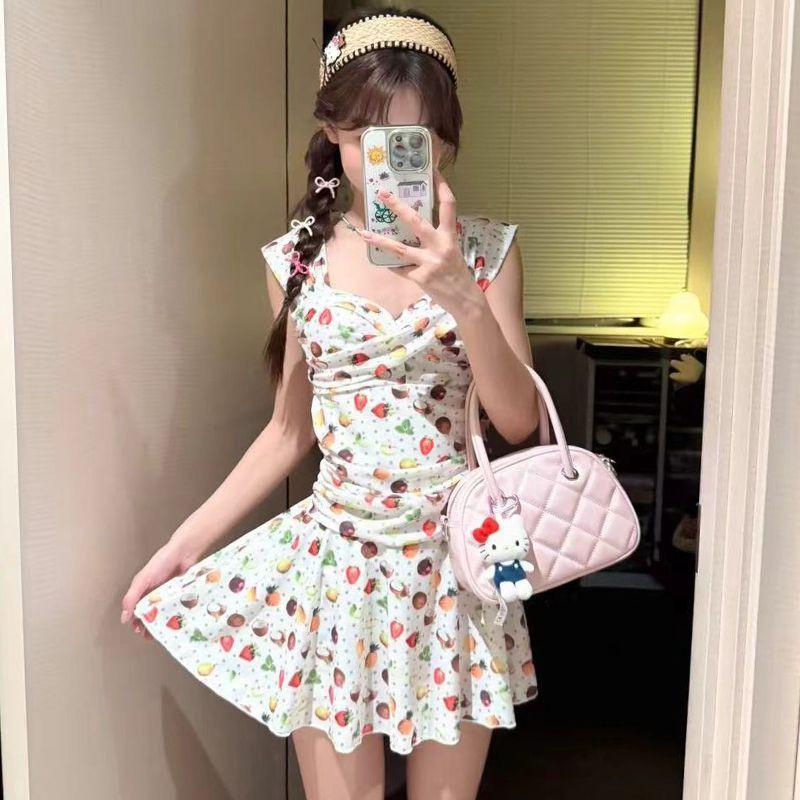 

High-face Value Foreign Style Cute Covering Belly Slimming One-piece Skirt Conservative Slightly Fat Large-size Swimming Suit Women Soak In Hot M