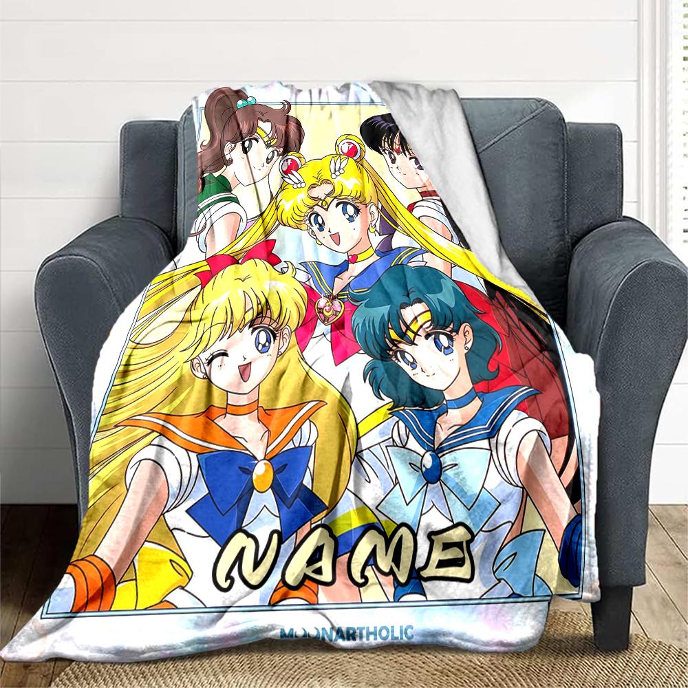 Custom 1pc Sailor Moon Adventure Blanket, Soft And Comfortable Blanket, Casual Warm, Camping Travel Blanket, Birthday Gift Q91385