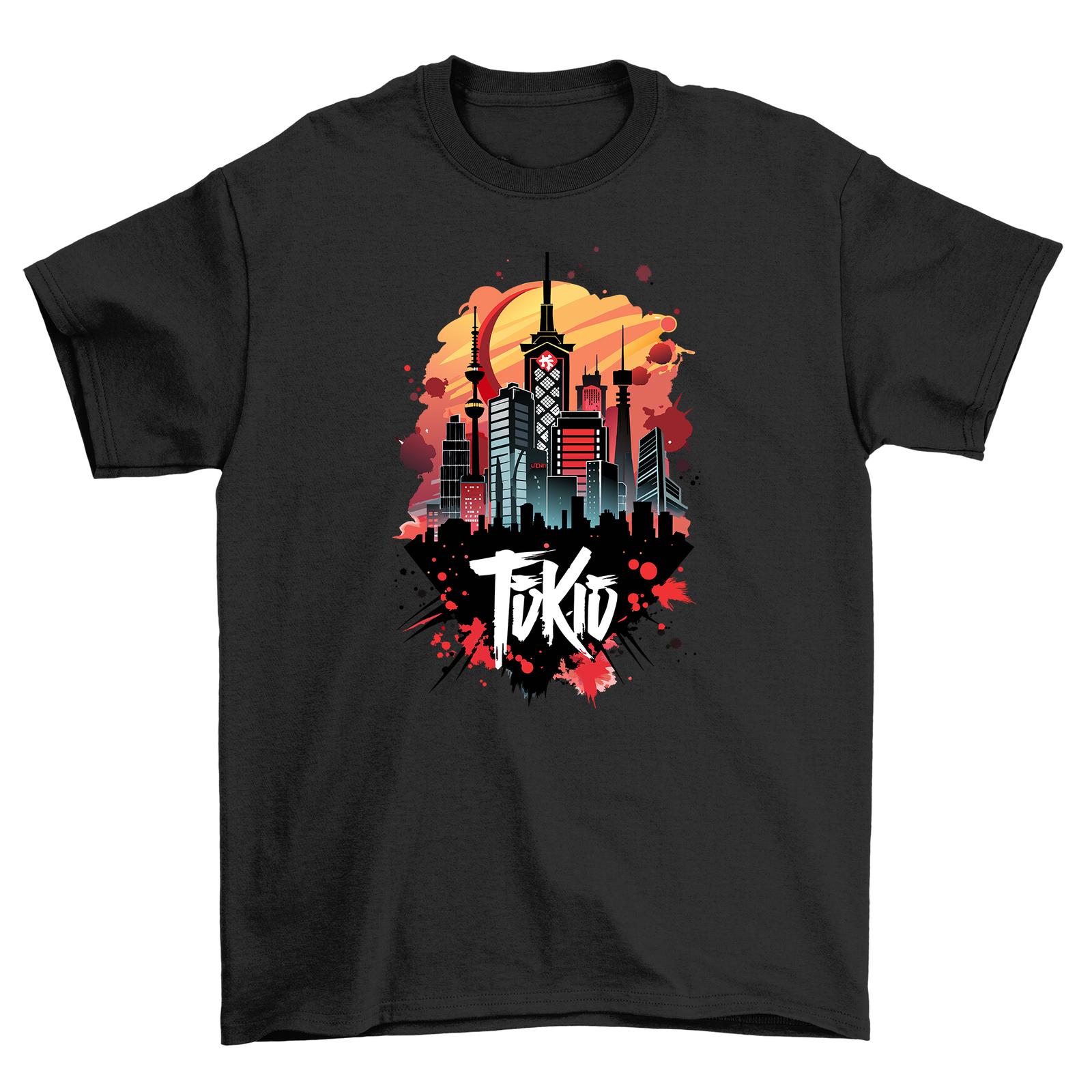 Tokyo Landscape Anime Skyline T-Shirt Mens Womens Tees Top - Japanese Vibes Included! Funny T-Shirt Mens Womens Tees Top, XL