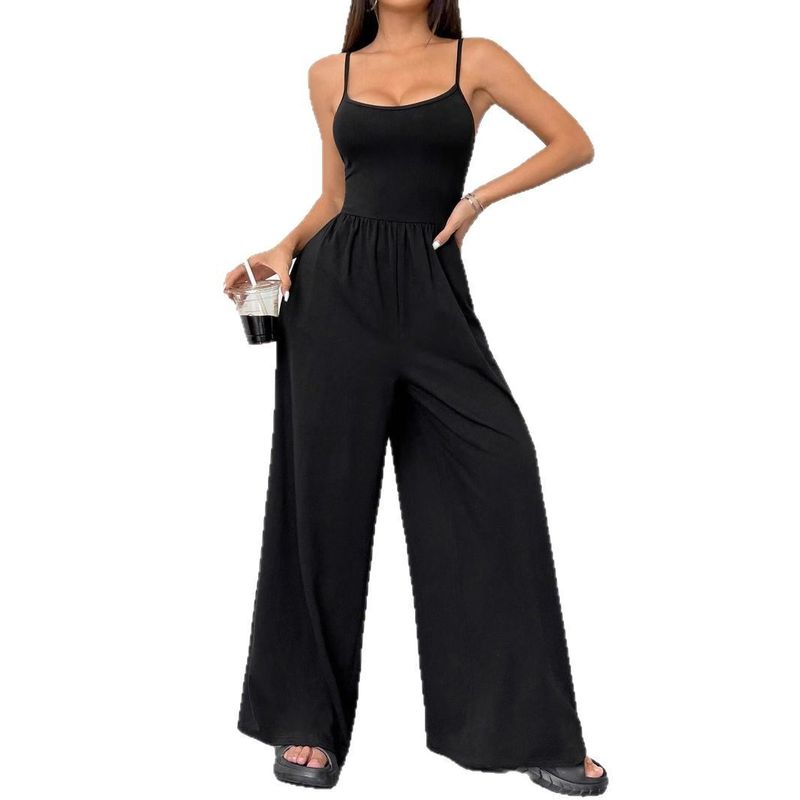 

Cross-Border European and American Women s Clothing Amazon Export Hot-Selling 2025 Summer Casual Jumpsuit Sleeveless Wide-Leg Pants One-Piece Outfit Black M