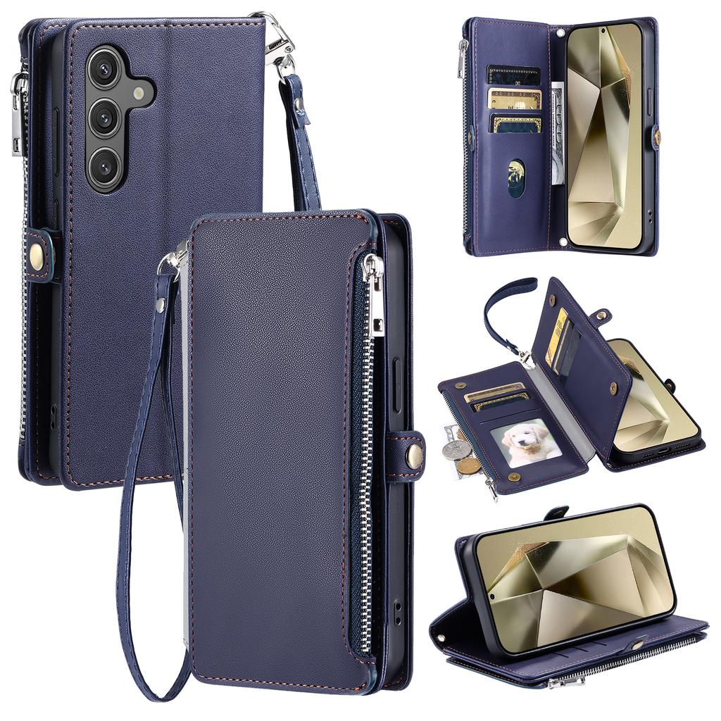 For Samsung Galaxy A17 Case TPU+PU Leather Wallet Phone Cover with Wrist Strap
