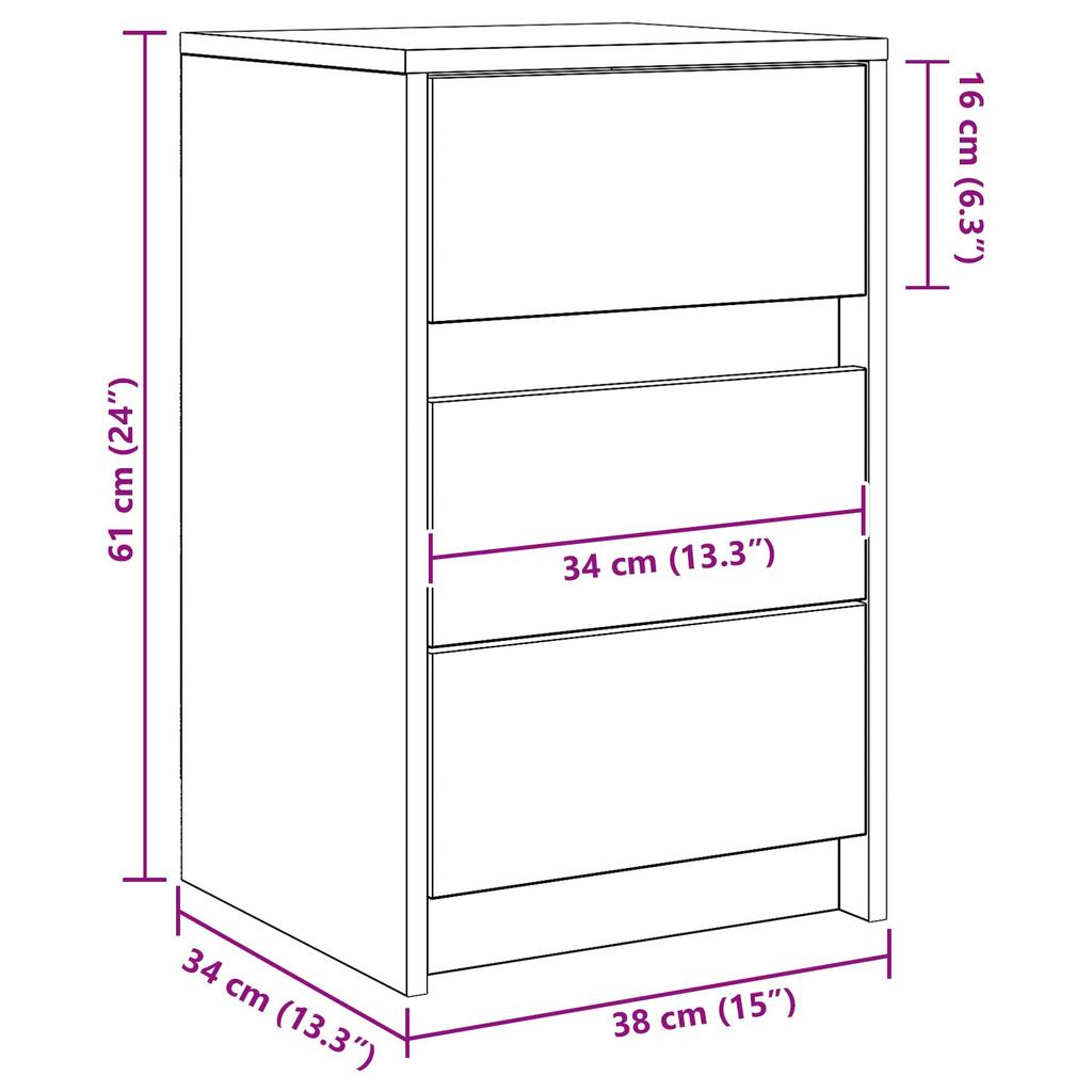Modern Bedroom Nightstand, Stylish Multifunctional Drawer Cabinet, Living Room Side Cabinet, 38 X 34 X 61 Cm