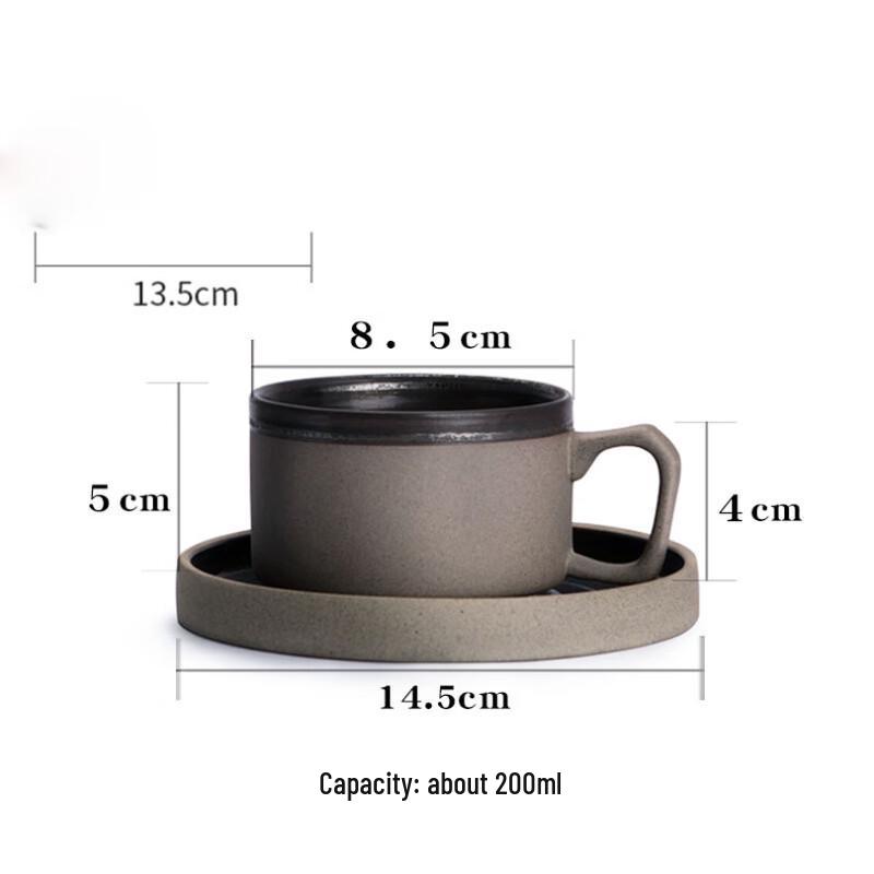 Qitai Japanese Ceramic Coffee Cup & Saucer Set
