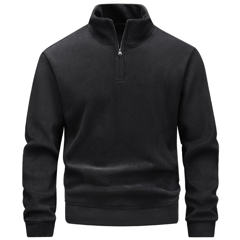 Men's Solid Color Thick Men's Standing Collar Half Zipper Slim Fit Knitted Sweater Men's Top