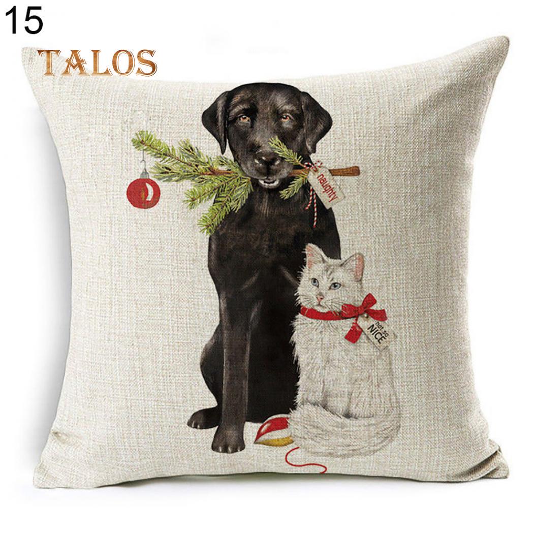 

Рождественская собака Санта-Клаус Олень Чехлы для подушек Пледы Наволочка Декор для дивана #15 Lab & Kitt