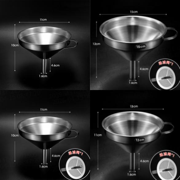 Stainless Steel Oil Funnel With Fine Filter For Kitchen And Home Use