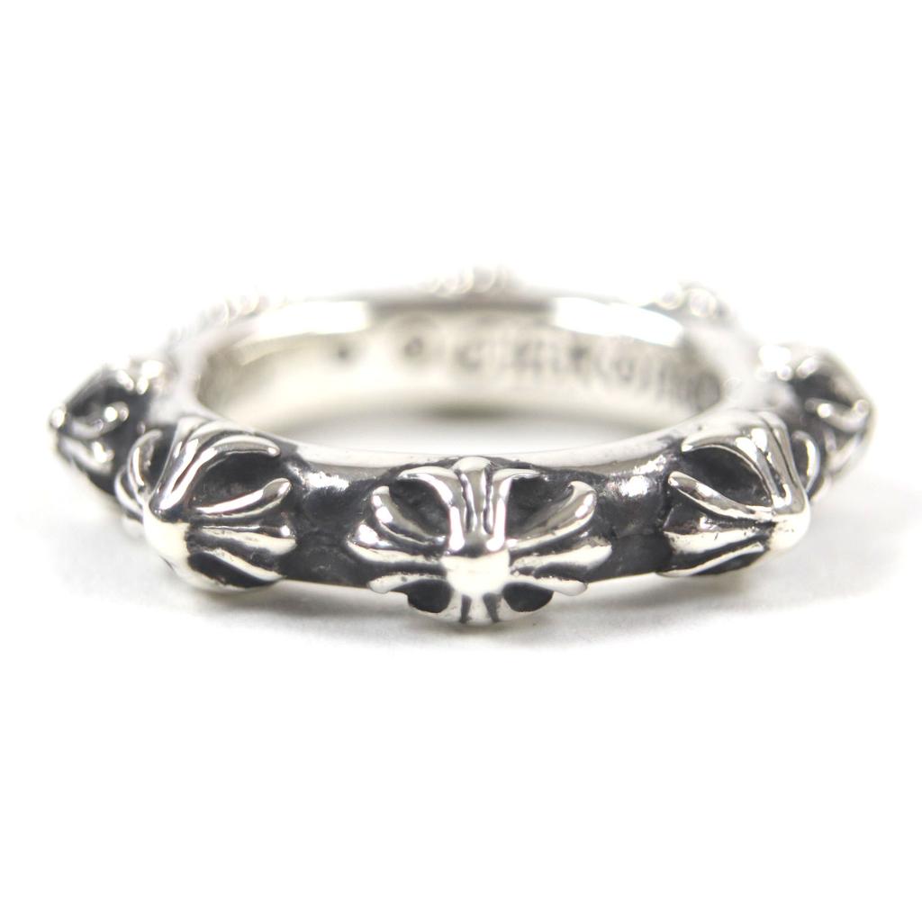 Great CHROME HEARTS Ring Cross Band Ring Silver 925 Mens Used