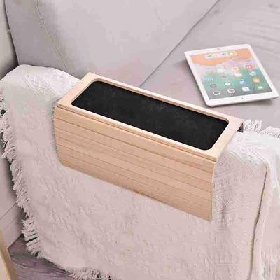 Quality Bamboo Wood Sofa Arm Tray Table Anti-Slip Armrest Organizer Protector Drink Holder Coaster