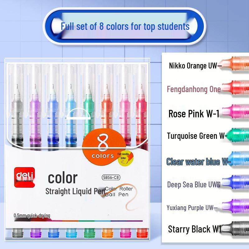 Deli S855 Quick-Dry Liquid Ink Rollerball Pen, Colored Notes, Large Capacity, Highlighting. 0.5 mm
