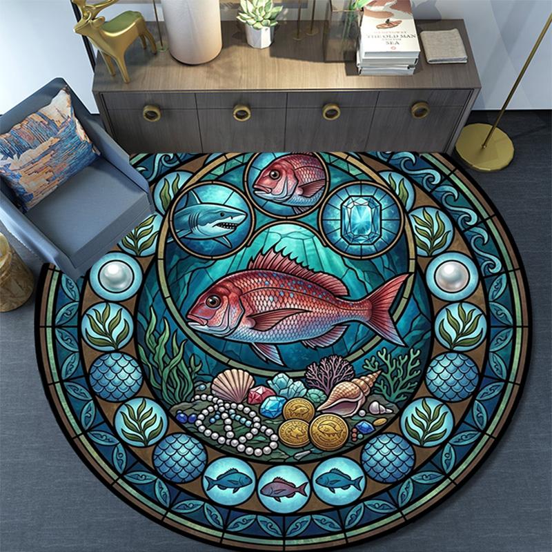 Aquatic Life Cycle Round Area Rug Under Office Chairs Bedroom Living Room Home Decor