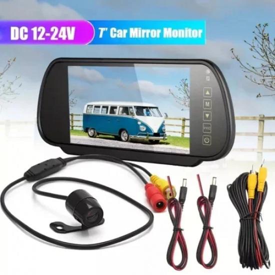 7inch Mirror Monitor+Backup Camera Set Parking Assistant Vehicle Night Vision with 6m Video Cable - Universal Fit for Truck