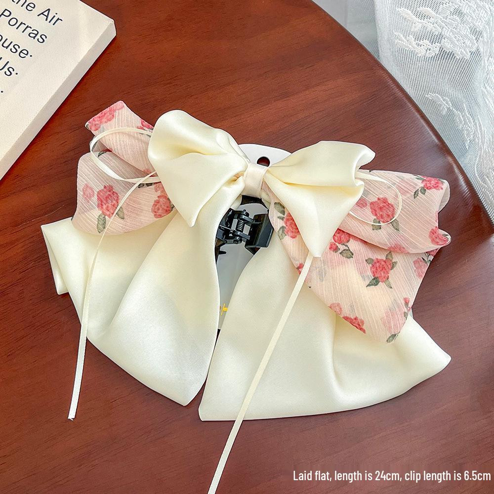 Elegant French Bow Hair Clip: High-End, Three-Dimensional Design with Flowing Ribbon for a Sophisticated Look