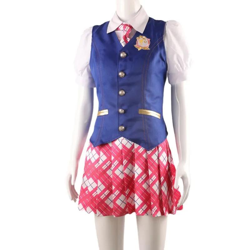 Anime Movie Barbi E Princess Charm School Delancey DE Wen Cosplay Costume Woman Top Skirt Suit Uniform Set Halloween Costumes