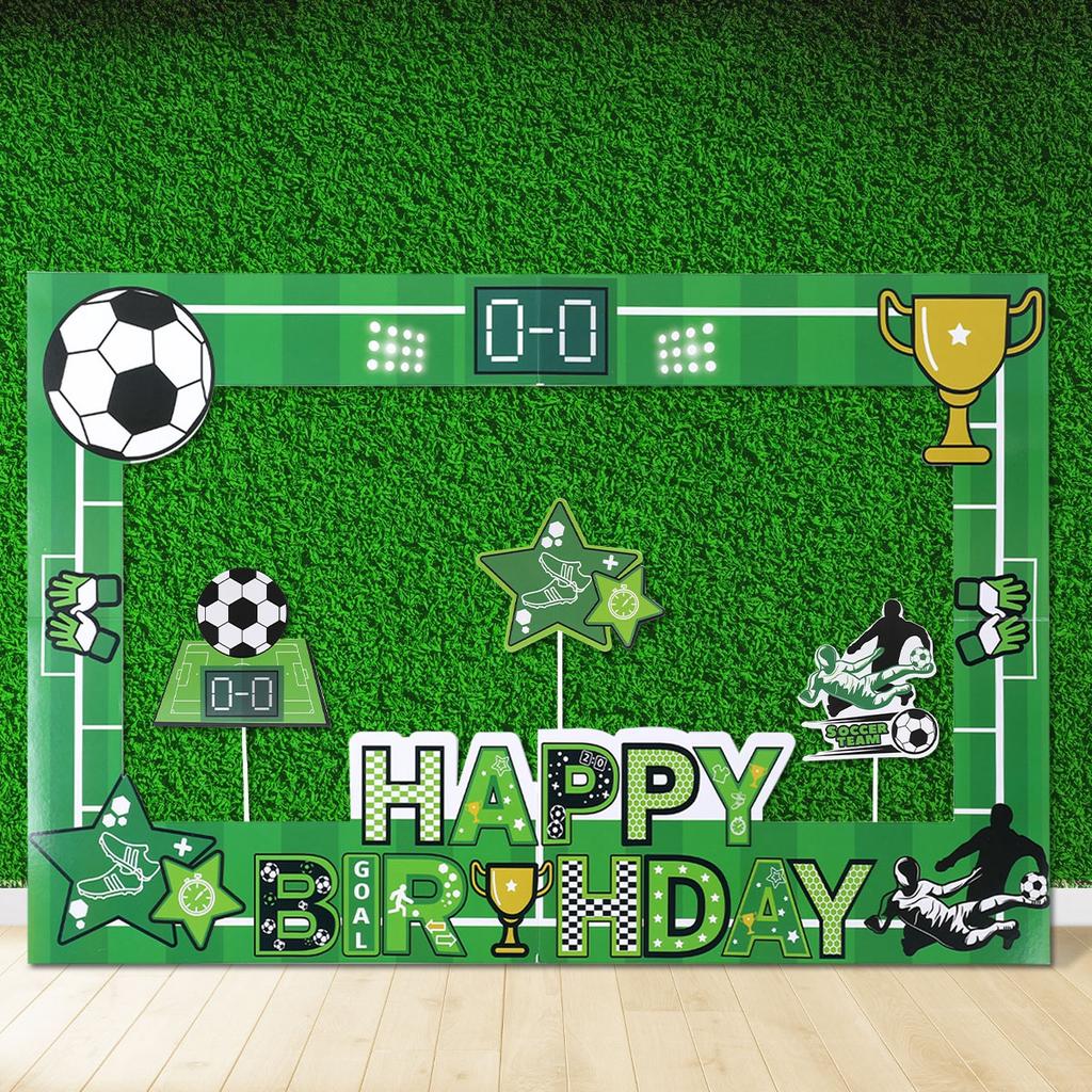 Fußball-Thema Fotorahmen Jungen Geburtstag Dekoration Happy Football Geburtstag Party Photo Booth Requisiten Fußball Geburtstag Dekor