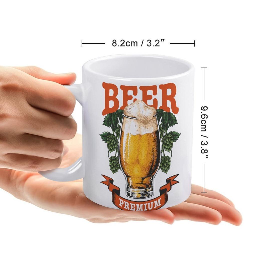 1pc 11oz Double-Sided Printed Mug for Beer Enthusiasts, Durable, Clean Ceramic Cup