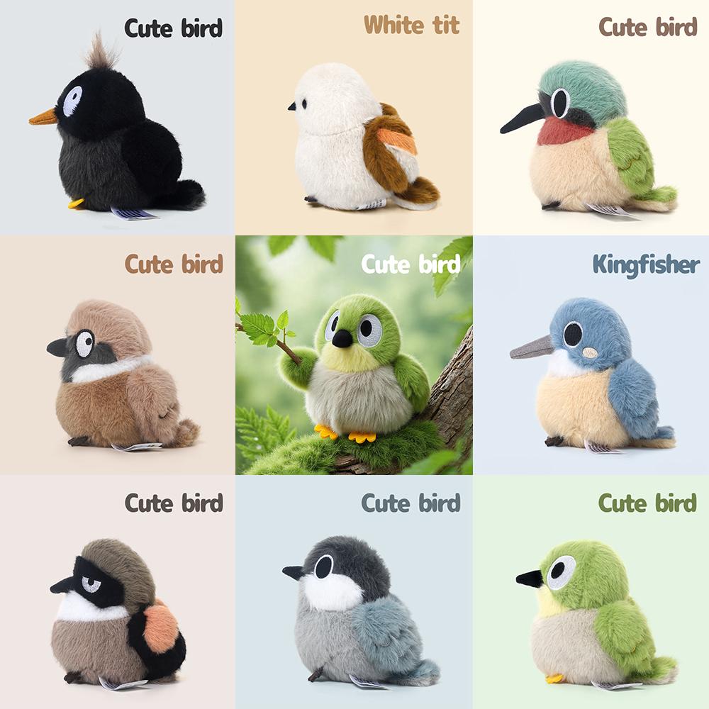 Bird Series Myna Sparrow Plush Toy Beautiful Kingfisher Tit Shrikes Doll Fork-tailed Sunbird White-eye Stuffed Toy Animal Decor