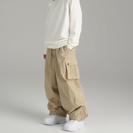 Men Pants with Multi Pockets Elastic Waist Ankle-banded Oversized Vintage Cargo Pants Solid Color Streetwear Slacks for Outdoor Hiking Camping