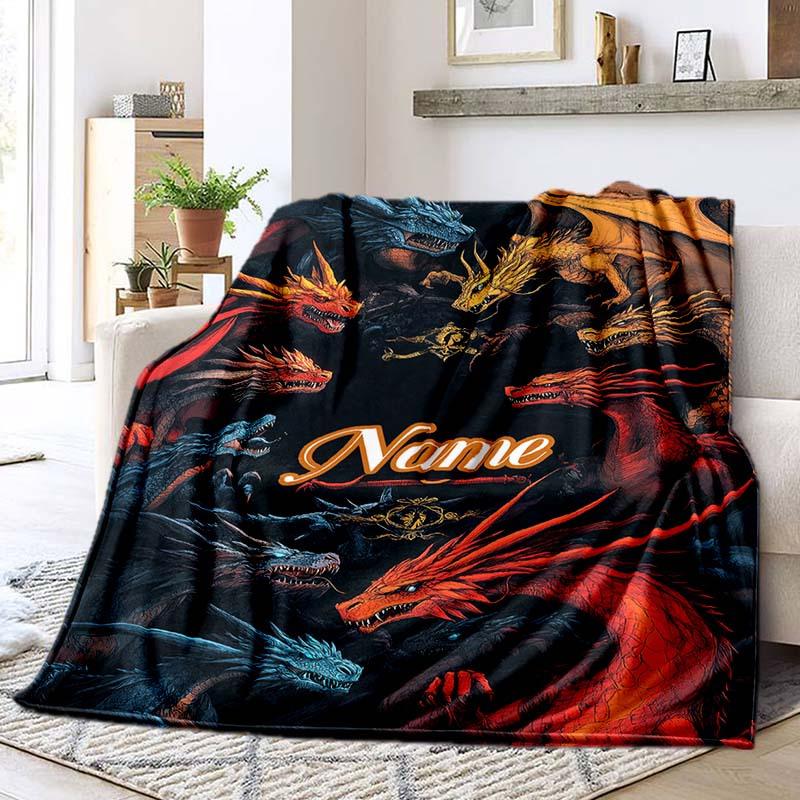 Fierce Dragon Customize Your Name Blanket Used For Chair Office Sofa Bed Camping Soft And Warm Giving Friends And Relatives Birthday Graduation Gift