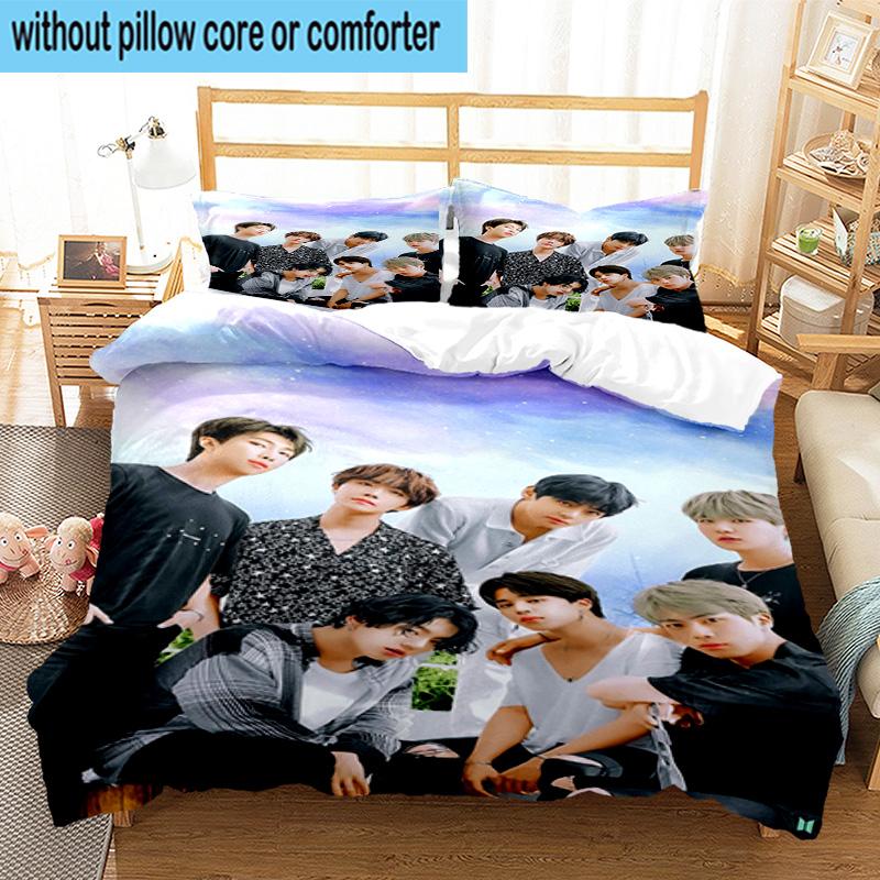 3 Stück K-Pop Musikgruppe 3 Stück Bettwäsche, inklusive 3 Stück Bettbezug und 2 Stück Kissenbezüge. Perfekt für Weihnachten, ideal für Schlafzimmer, Wohnheimzimmer