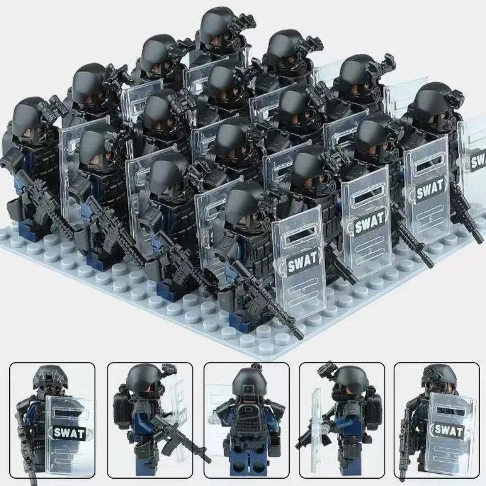 Forze speciali, polizia antisommossa, blocchi da costruzione, bambole umanoidi, action figure, regali a cartoni animati.