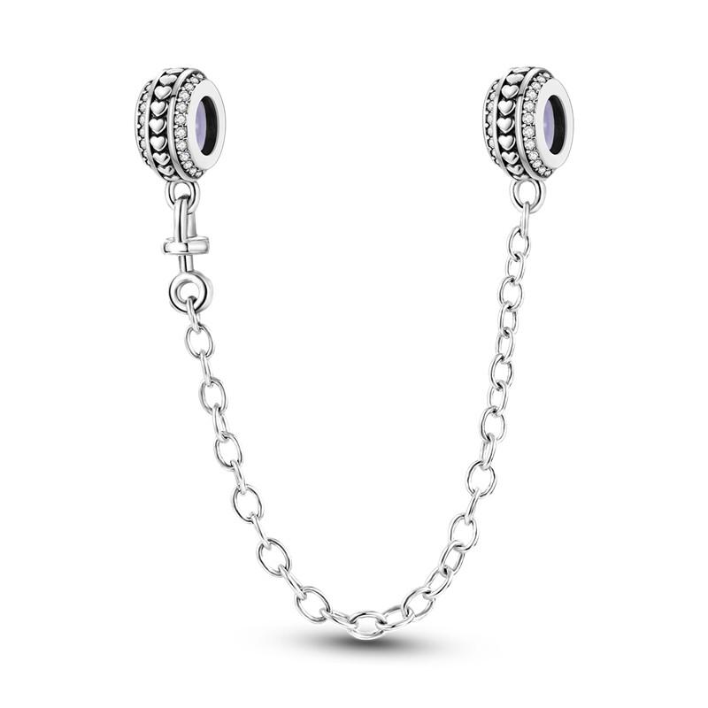 Sparkling Clear Copper Safety Chain Copper Safety Chain Charm Beads Fit Original Pandora Bracelet Diy Jewelry