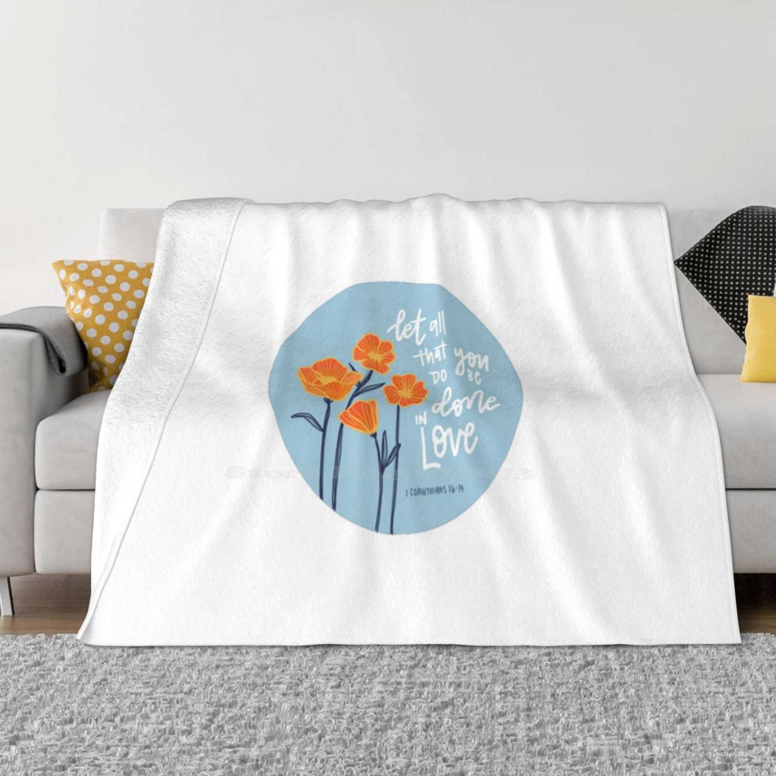 1 Corinthians 16 : 14 Hot Sale Printing High Qiality Warm Flannel Blanket Bible Verse 1 Corinthians Christianity Calligraphy 30x40in