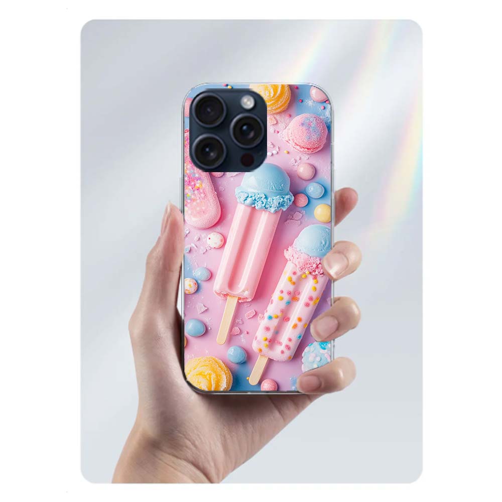 Colorful Ice Cream and Popsicles Clear Phone Case For Iphone 17 Air 16 Pro Max 15 Pro 14 Plus 17E 16E 11 13 12 Mini Cover Cases
