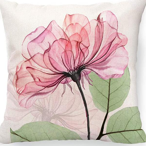 Retro American Plant Floral Print Linen Pillow Case Living Room Sofa Car Pillow Cushion