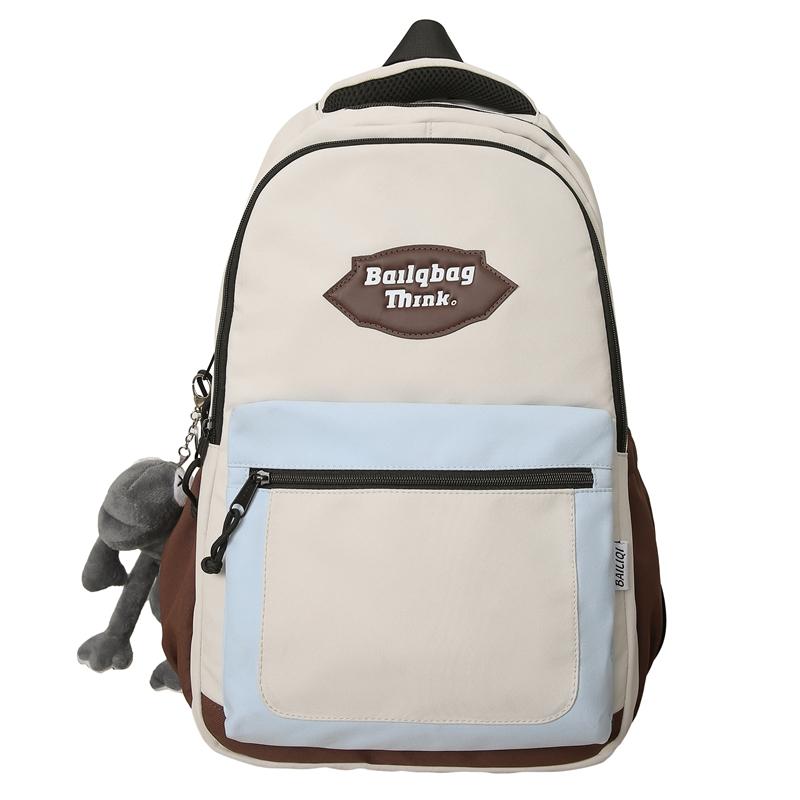 Color Block Student School Bag Men's Large Capacity Backpack Women Travel Couple Bag