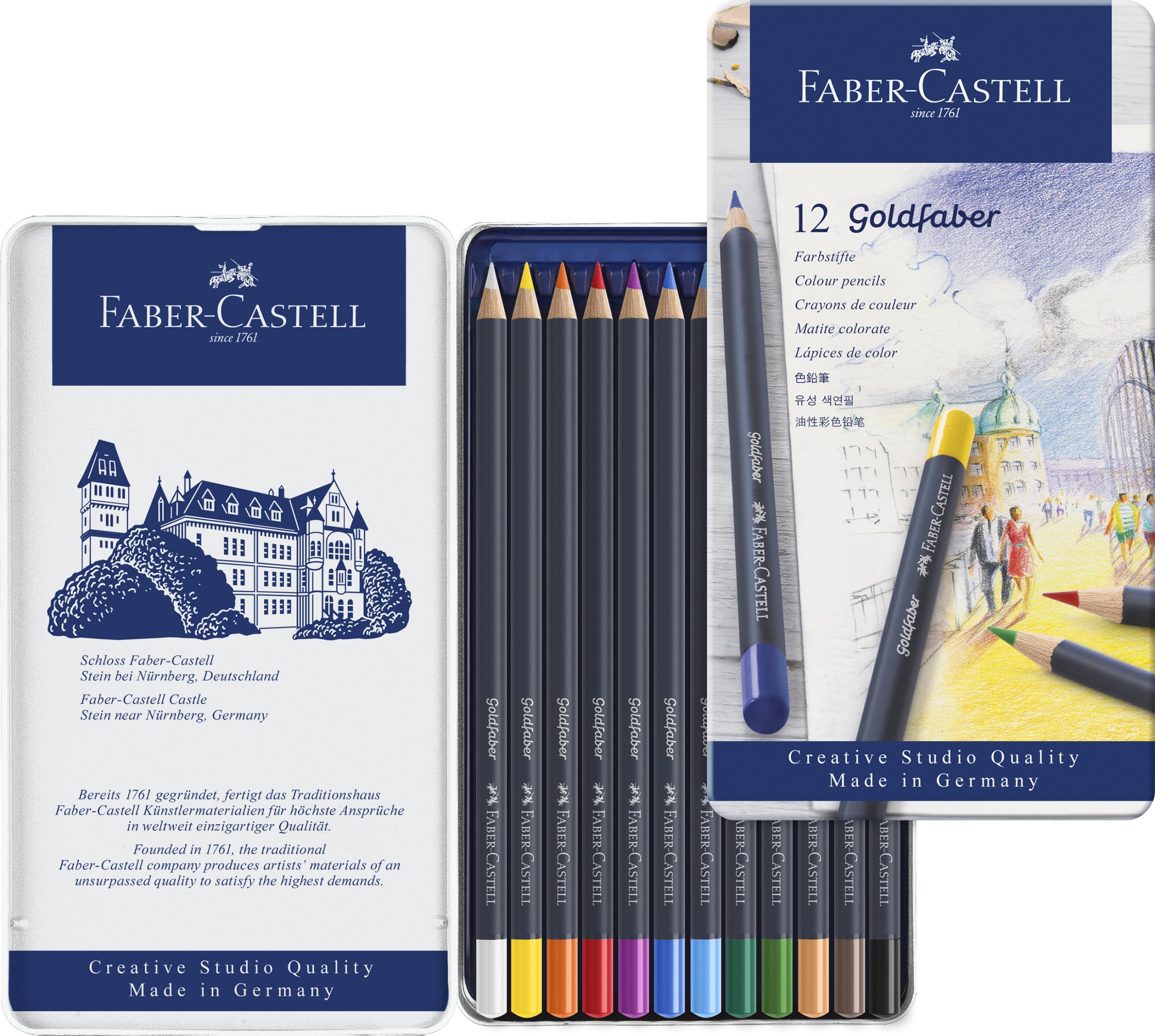 

Цветные карандаши Goldfaber 12 цветов в наборе 114712 Faber-Castell, жестяная коробка,