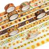Masking Tape 10 Pieces Set Sunflower Washi Floral Pattern DIY Craft Journal Planner Scrapbook Wrapping Gift Decoration