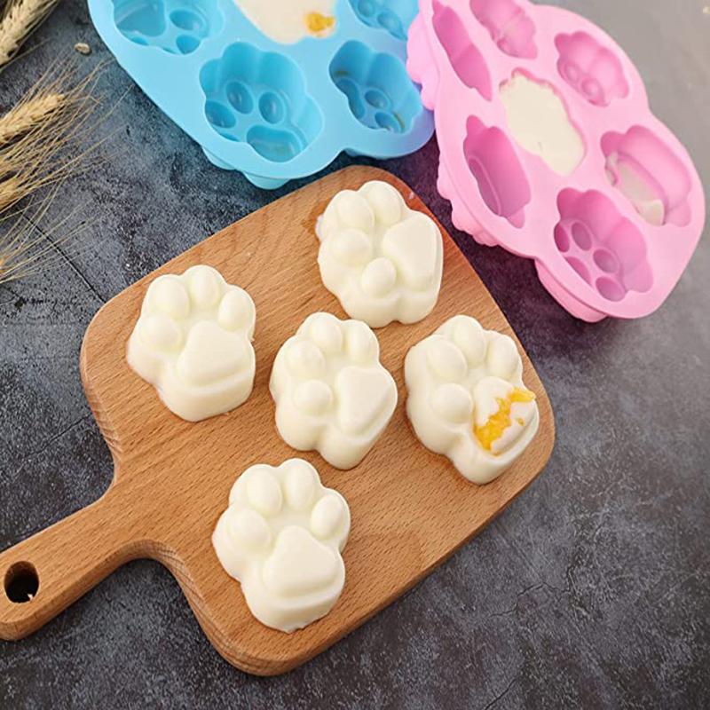 Dog Paw Bone Mold Pet Frozen Treats Silicone Mould Puppy Cat Print Treat Moldes De Silicona Baking Accessories Cupcake Topper