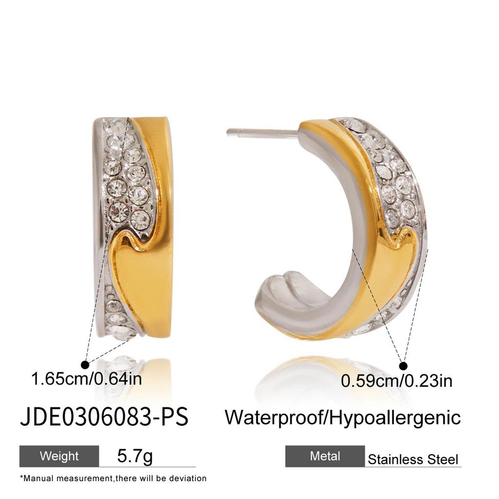 Youthway Iced Out Crystal Mixed Color Stud Earrings For Women 18K Gold Plated Stainless Steel Earrings Simple Fashion Jewelry