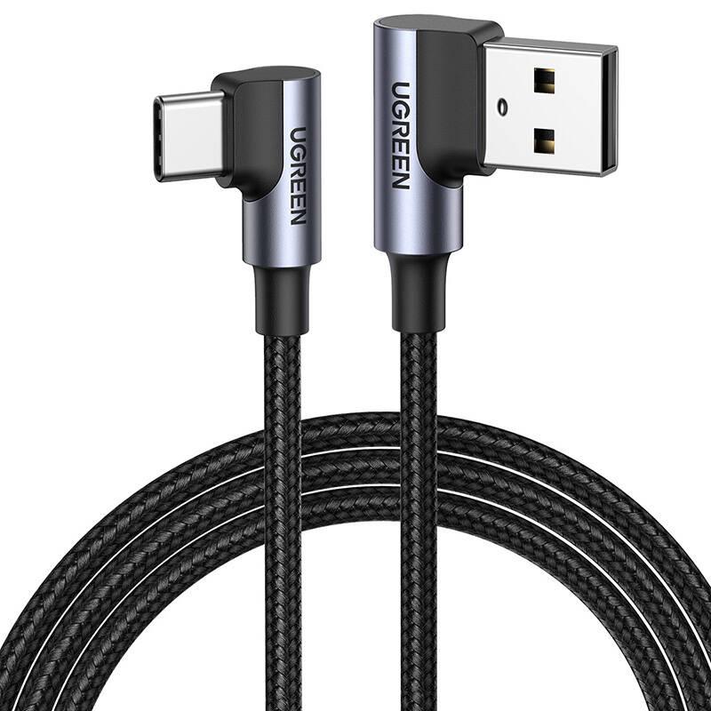 Kabel Usb-C Do Usb-A 2.0 Kątowy Ugreen Us176, 3A, 3M (Czarny)