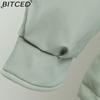 BITCED Women's Winter Mid-Length Cotton Coat with Fleece Lining, Large Fur Collar, Plus Size, Short Waist-Defining Jacket