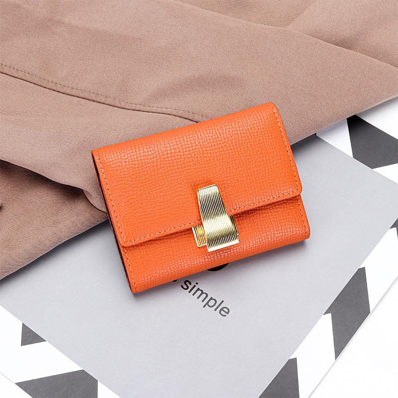 2024 New Lock Card Holder Genuine Leather Women Card Bags Textured First Layer of Cowhide Coin Purse Credit ID Cards Organizer