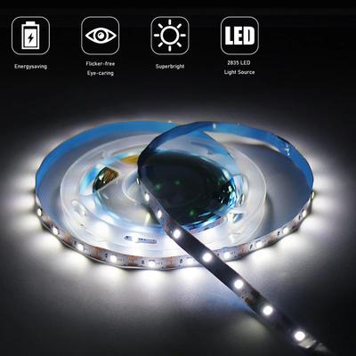 Bande LED USB 5V 2835 Blanc/Blanc Chaud Flexible Adhésive Ruban d'Éclairage Découpable avec Interrupteur pour Armoire Miroir TV Chambre à Coucher