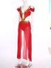 Ladies India Dance Costume S-3XL Sequin Tassel Bodysuit Dress V Neck Cutout Open Front Chiffon Hem with Built-in Shorts for Belly Dance