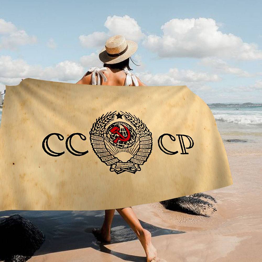 CCCP USSR Soviet Microfiber Printed Beach Towel Mountain Climbing Yoga Beach Swimming Running Absorbent Soft Towel
