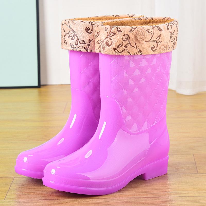 Jelly water boots tall waterproof shoes crystal rubber shoes non-slip cover shoes women's summer fashion rain shoes rain boots transparent thickened