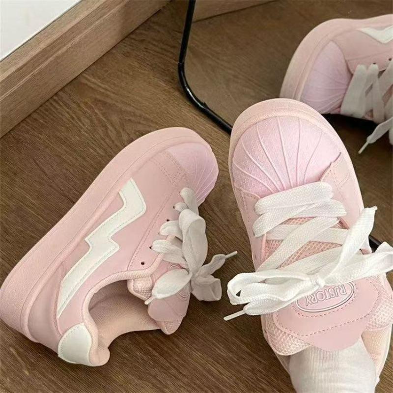 Pink shell head classic bread shoes women's autumn new student little white shoes versatile casual board shoes