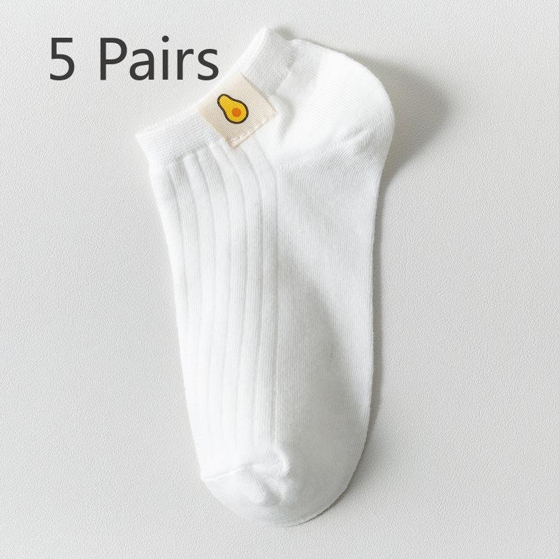 

5 пар женских носков-лодочек с неглубоким воротом, милые, короткие, весна-лето, тонкие 5 Pairs грушевый
