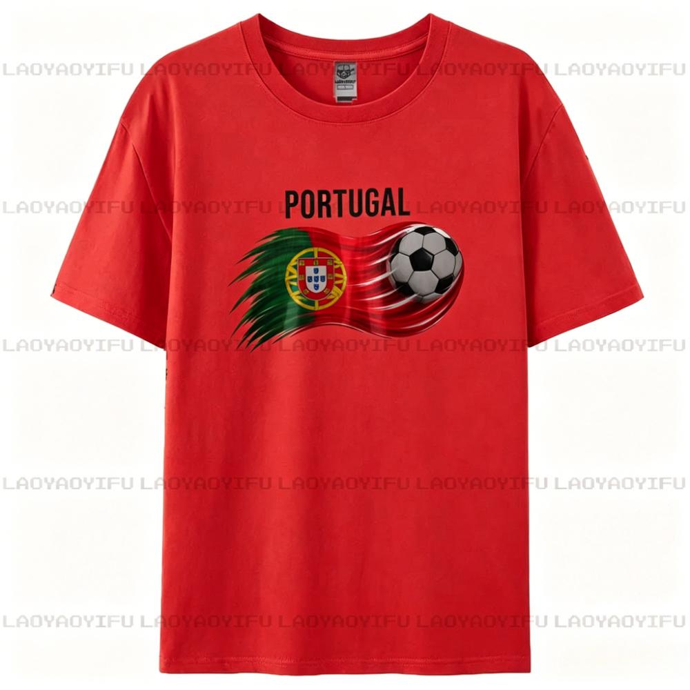 Patriotic Portugal Flag Soccer Fan Tee Portugal Soccer Lover Gift Tee Soccer Part Supplies Clothing Men Women Unisex Cotton Tops